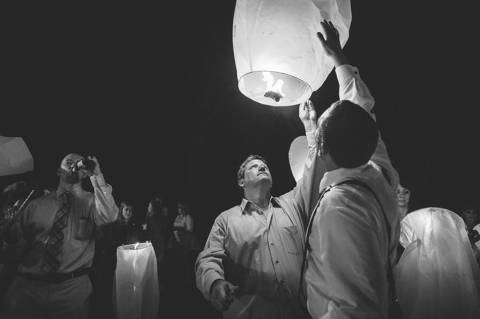 epic sky lanterns at wedding black and white photojournalism by pittsburgh wedding photographers the oberports