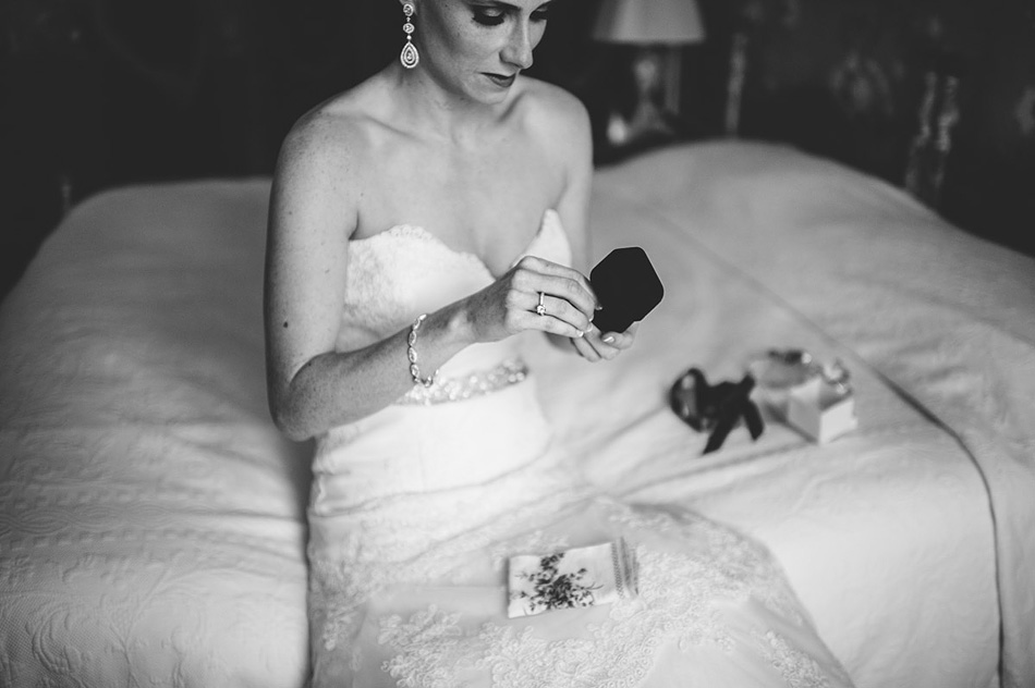 modern elegant bride opening gift