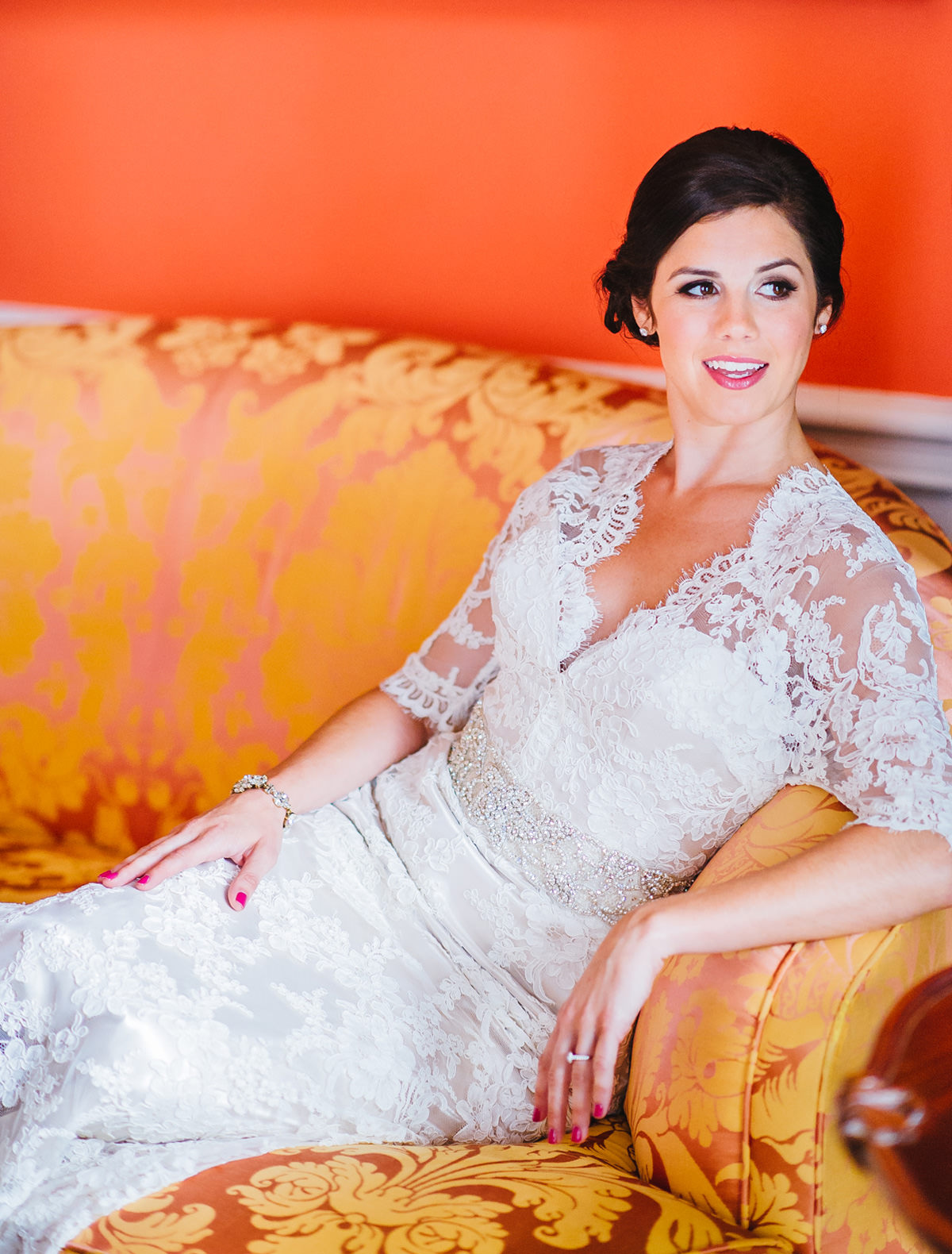 bridal portraits in the grace kelly room at the greenbrier resort
