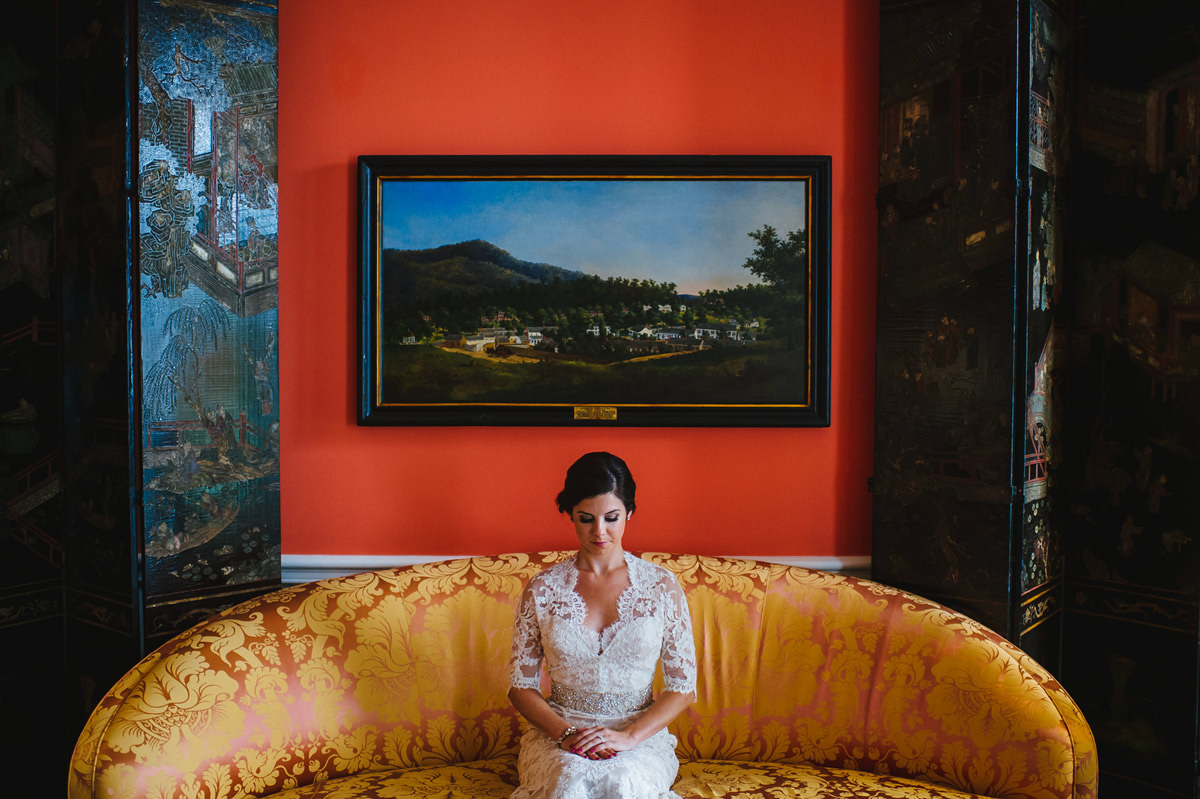 bride in the grace kelly room at the greenbrier resort by the oberports