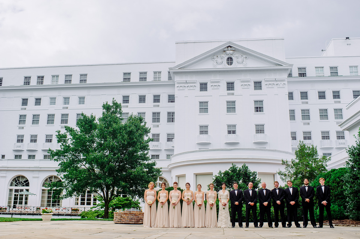 wedding party portraits at the greenbrier resort in west virginia