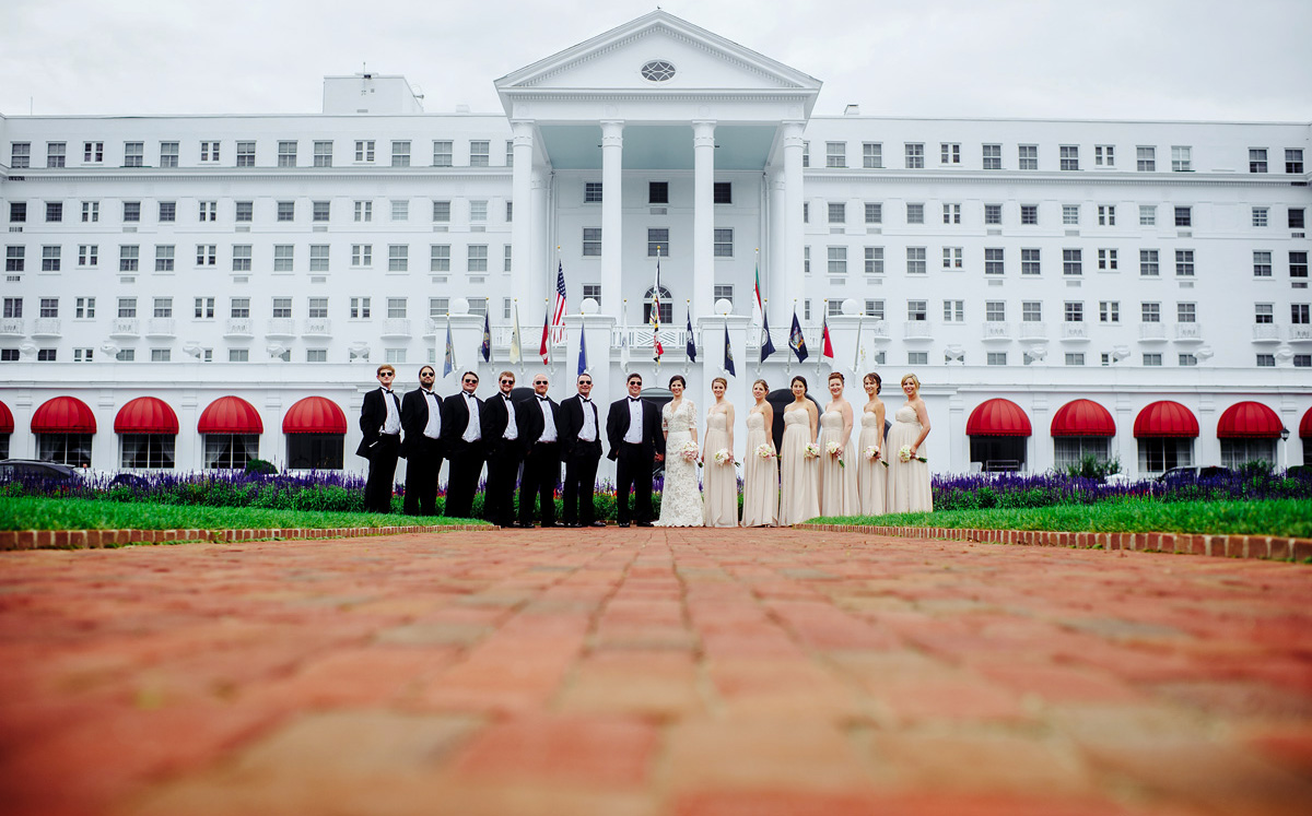 wedding party portraits at the greenbrier resort in west virginia by the oberports