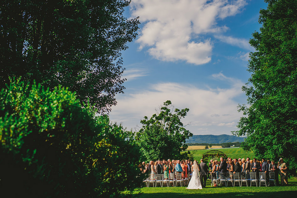 outdoor summer farm wedding ceremony in appalachia