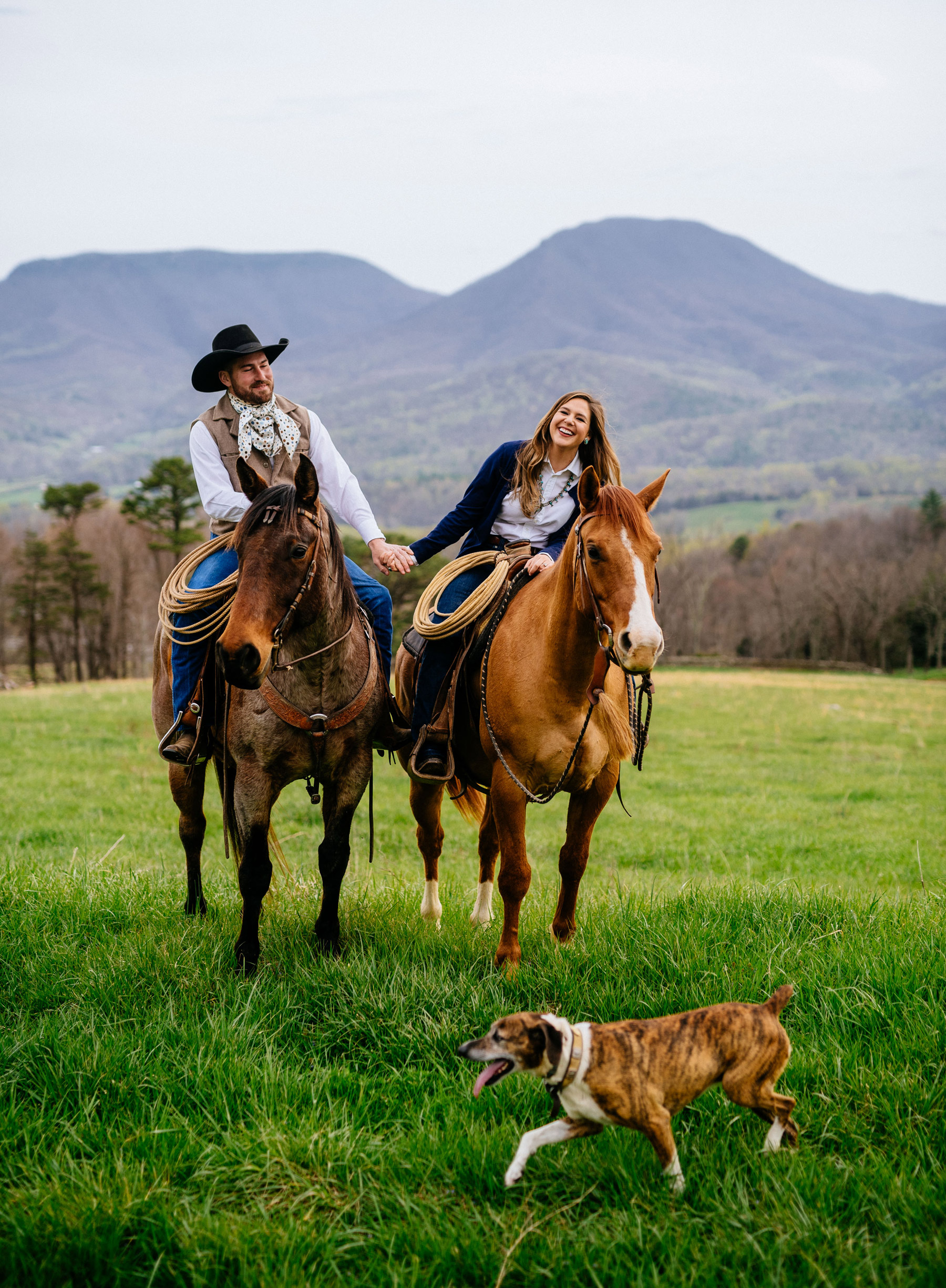 lexington virginia engagement session with horses