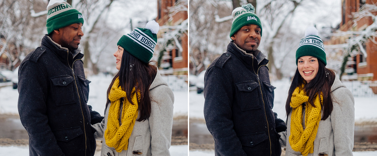 winter engagement photos in chicago