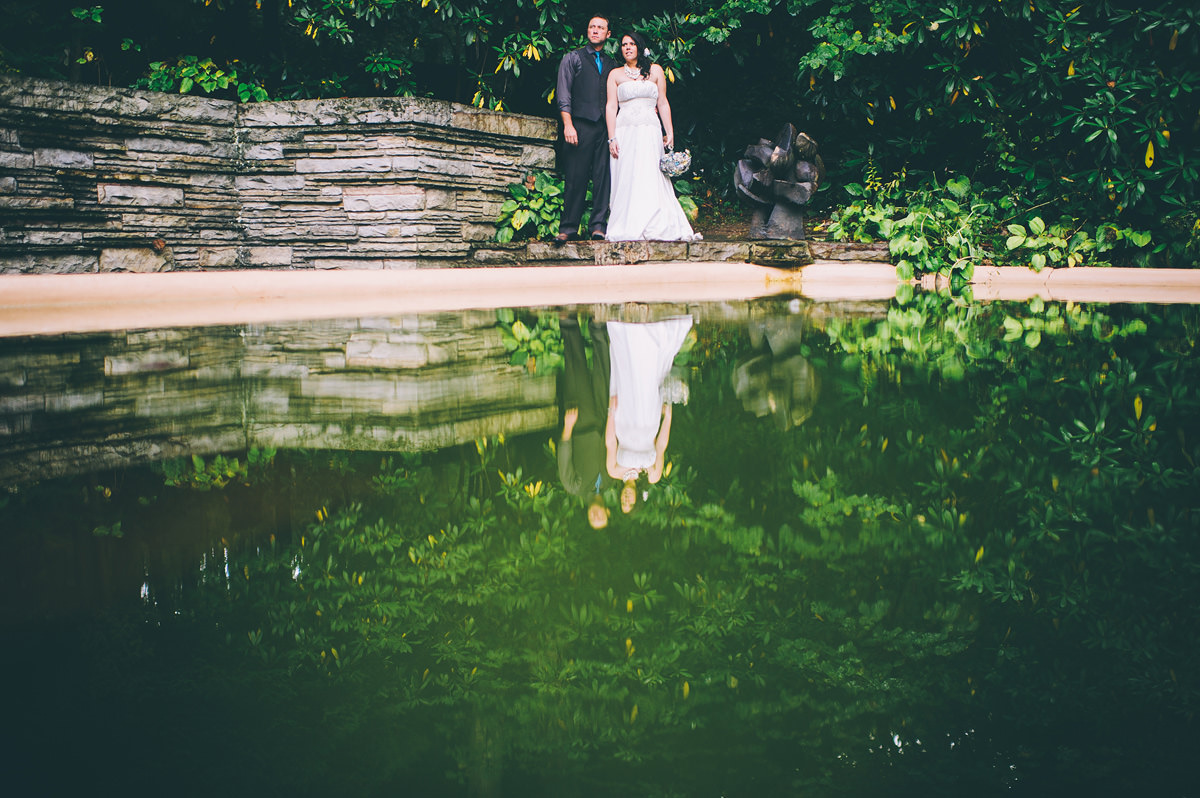creative bride and groom portraits at fallingwater