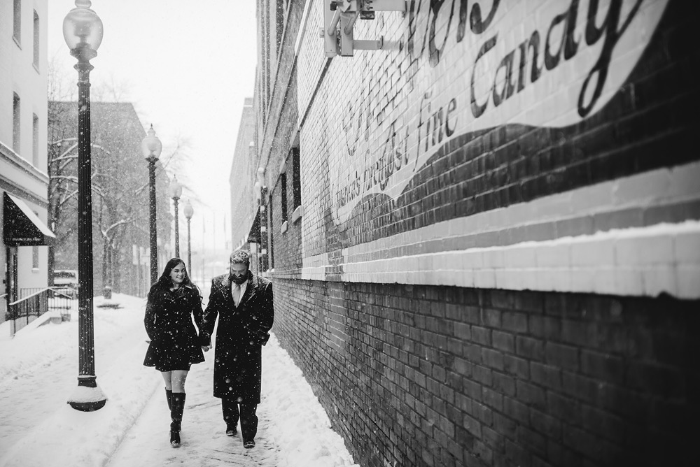 brawley walkway snowy engagement pictures capitol street charleston wv