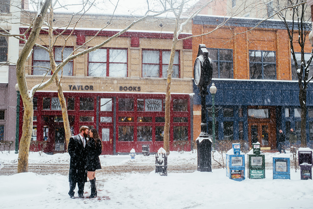 snowy capitol street engagement pics