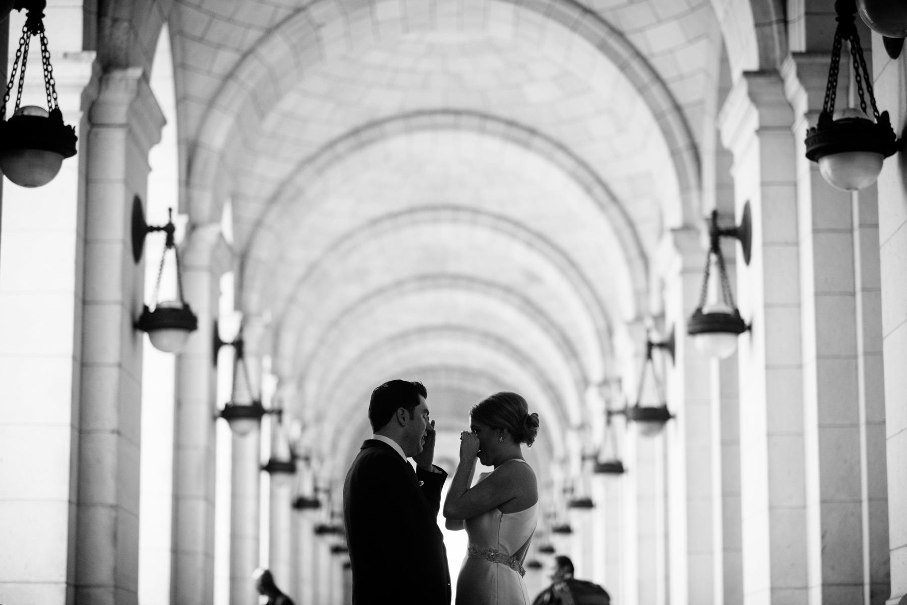bride and groom at union station dc