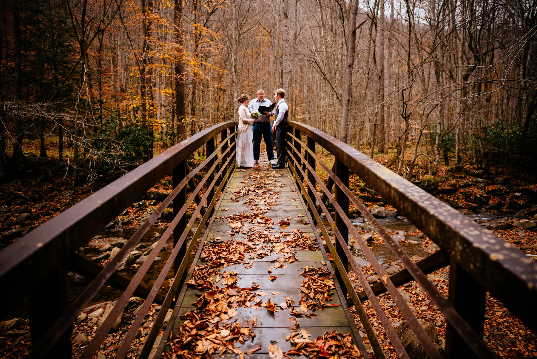 ceremony on bridge glade springs wv hiking elopement