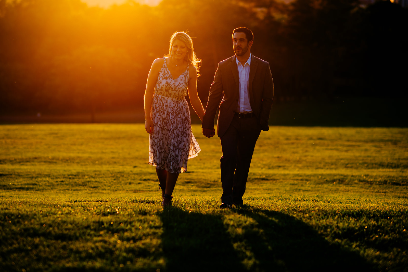 couple walking during sunset