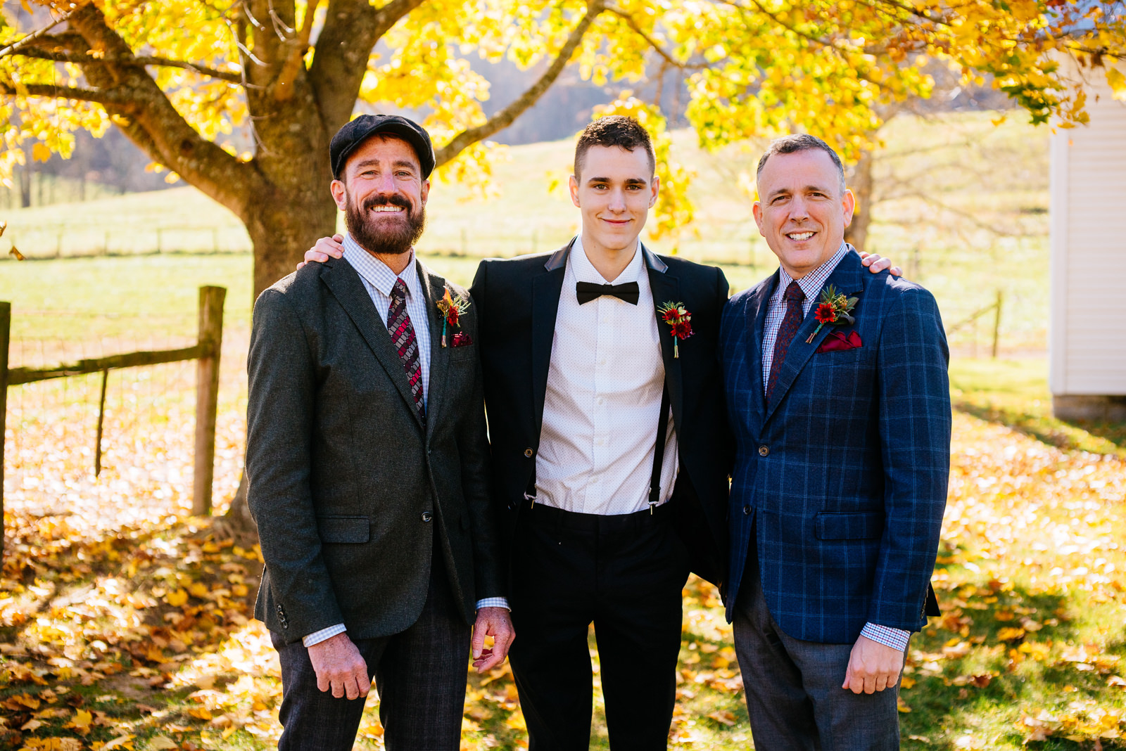 grooms with son gay wv farm wedding