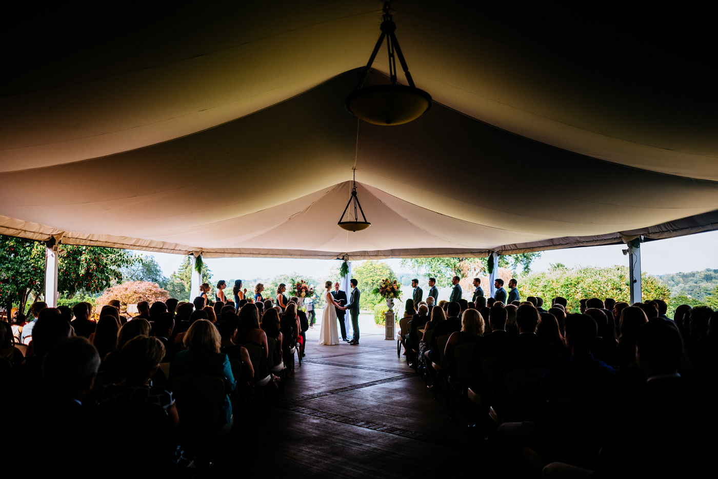 wedding ceremony under tent