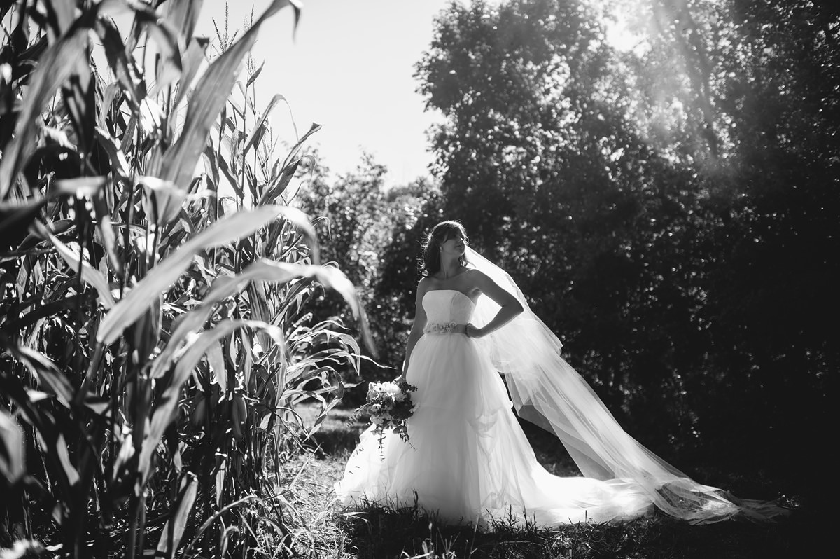 bridal portrait white by vera wang tulle wedding gown