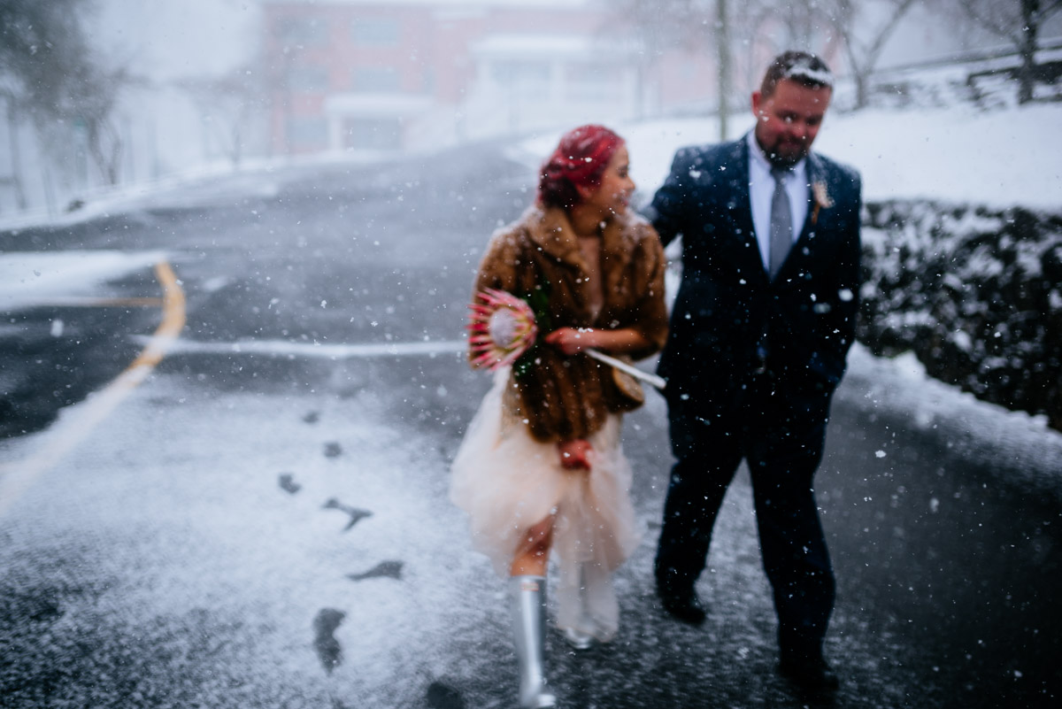 wv snowy wintry elopement
