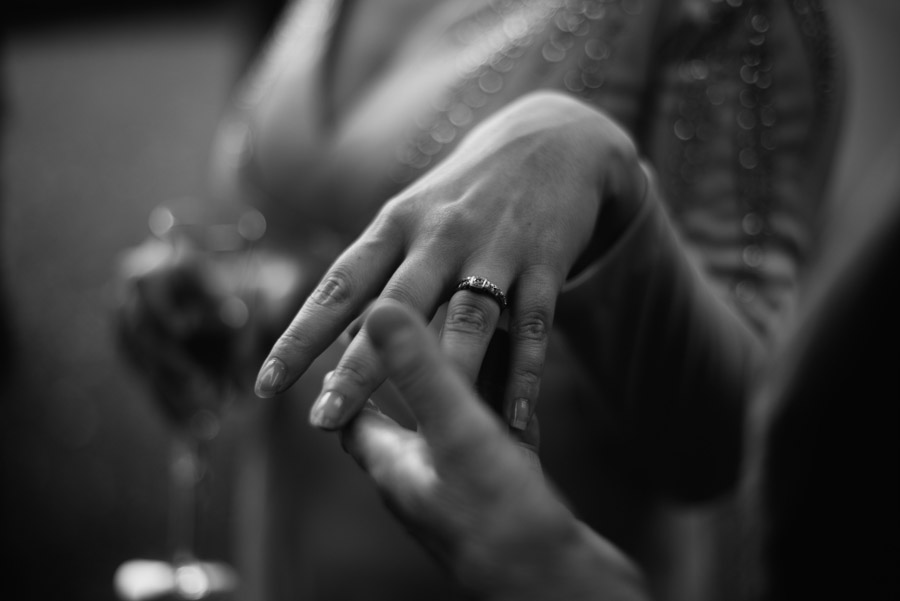 bride showing off wedding ring