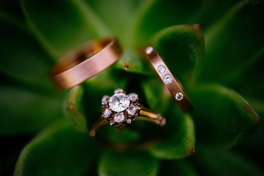 rose gold wedding band engagement ring set