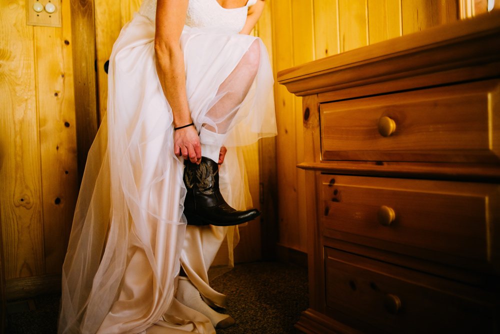 bride getting ready alone elopement