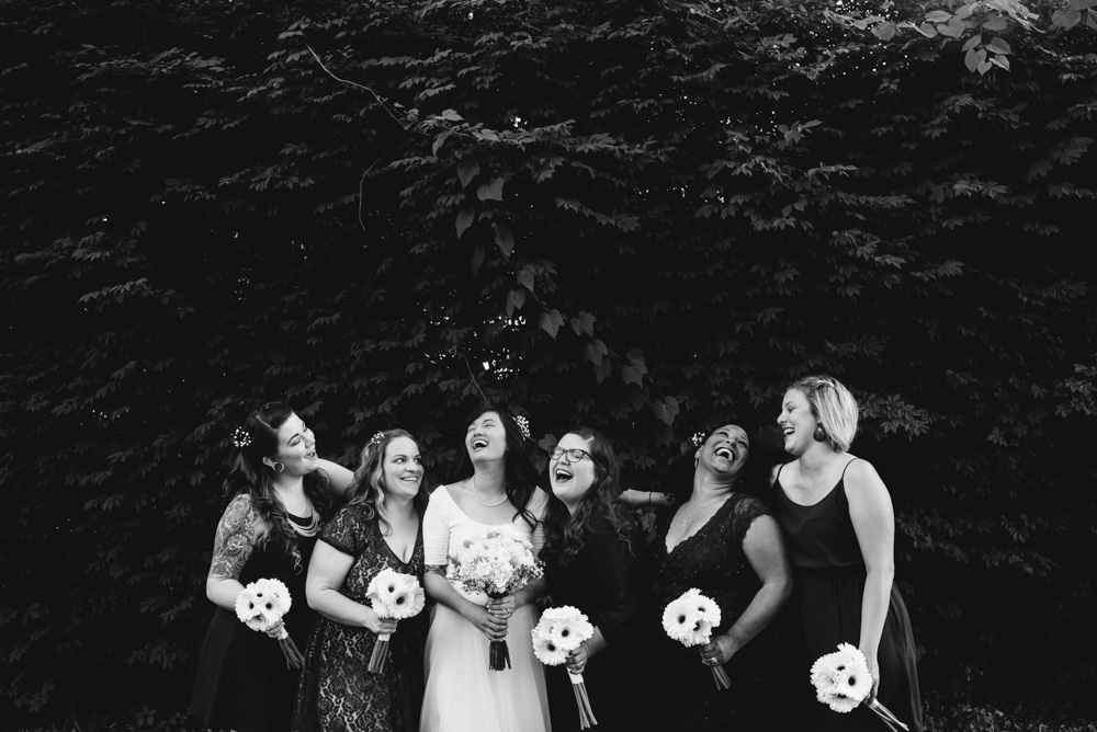 happy bridesmaids wv wedding