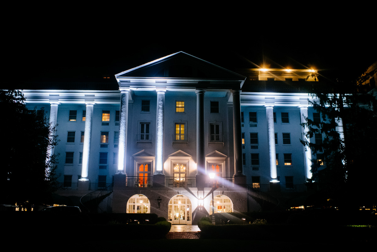 the greenbrier resort at night