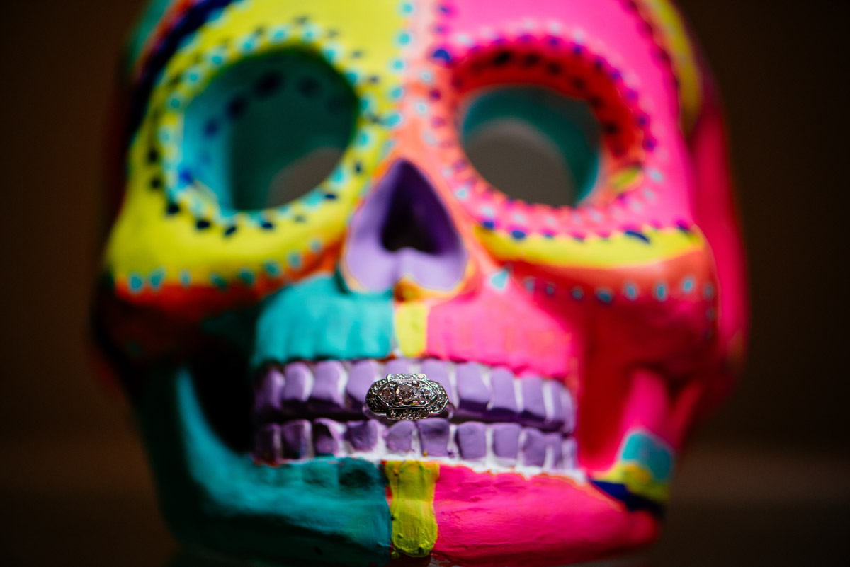 colorful skull engagement ring photo