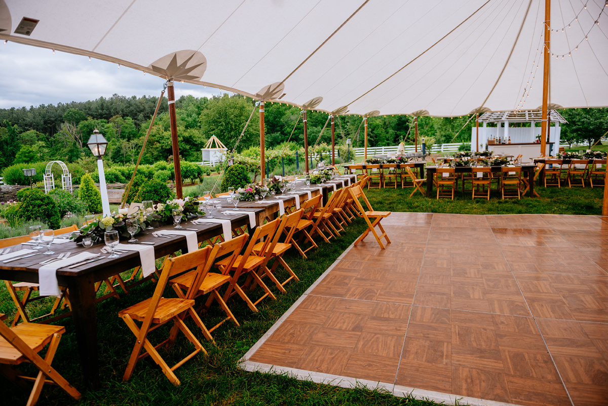 pharsalia virginia wedding skyline tent reception festive fare rentals