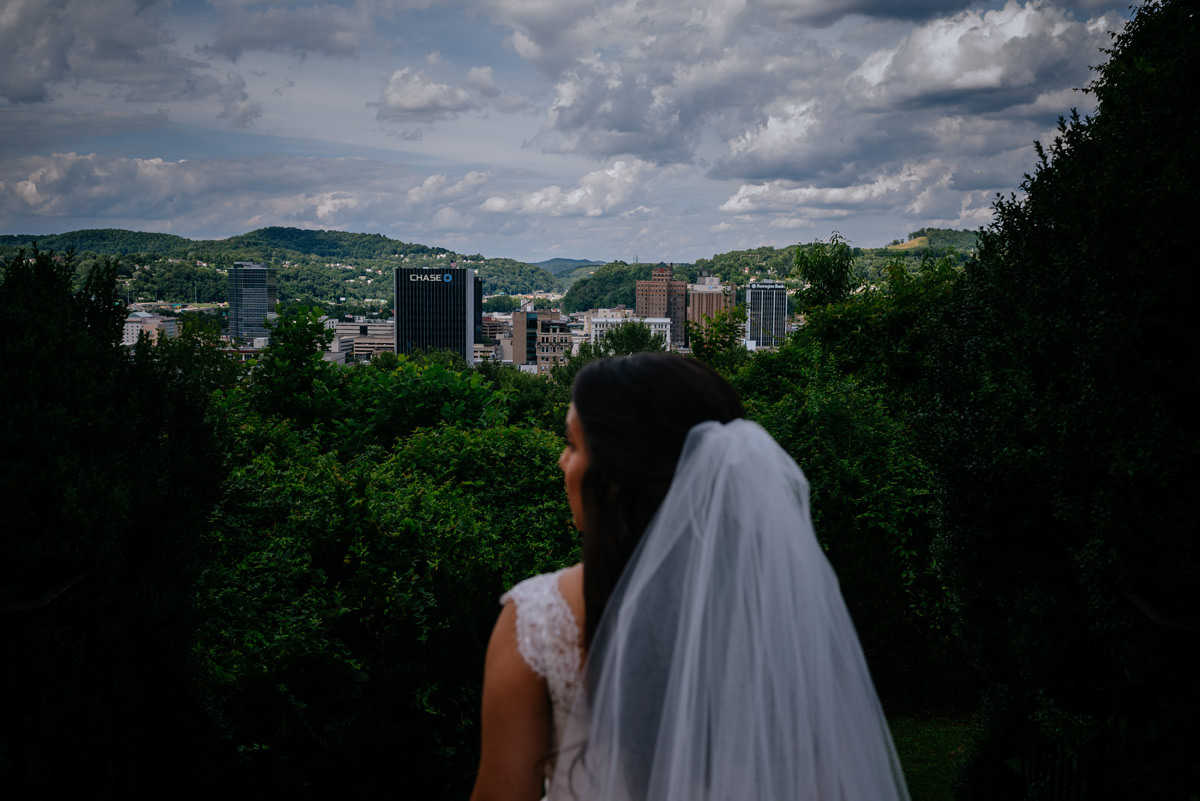 bride looks out at charleston wv