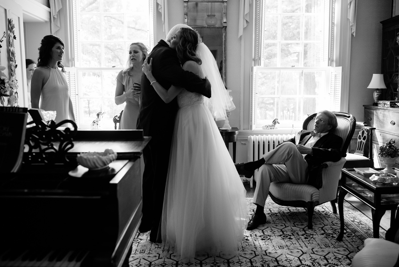 bride hugging her father on her wedding day