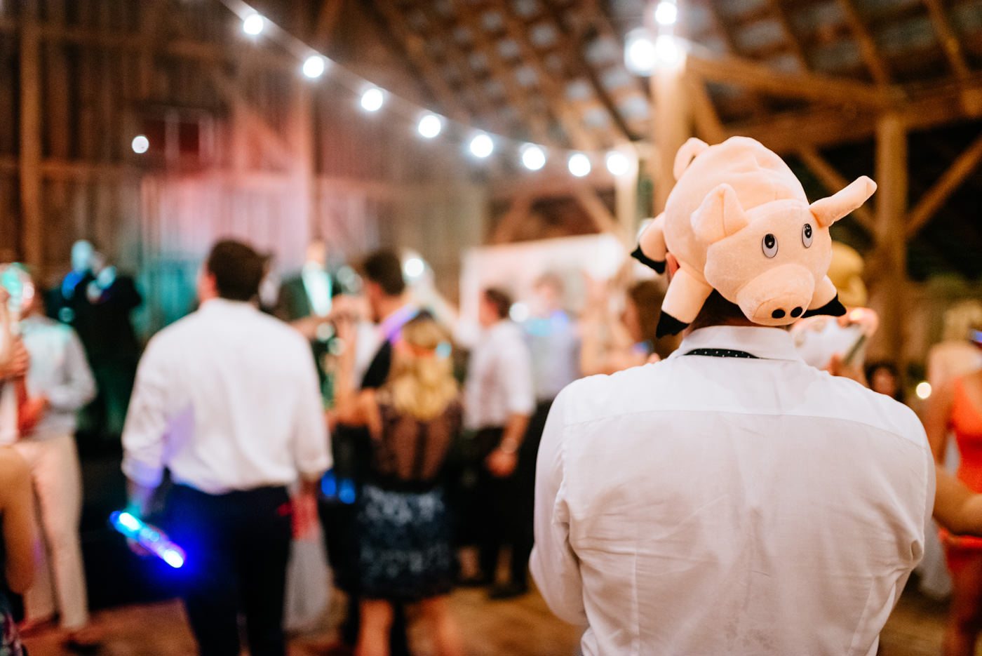 farm props at wedding reception