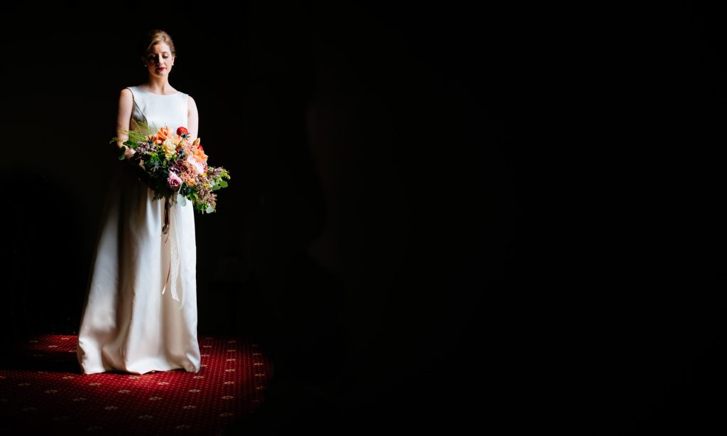 bridal portrait with negative space