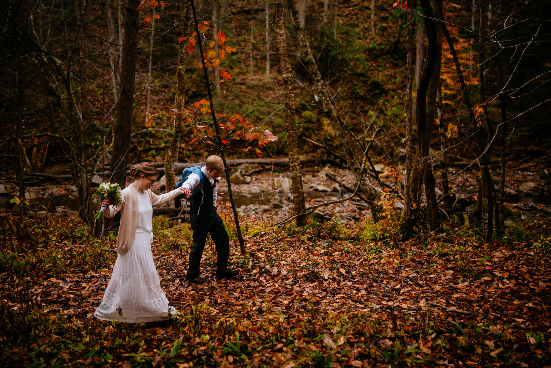 bride groom glade creek wv hiking elopement