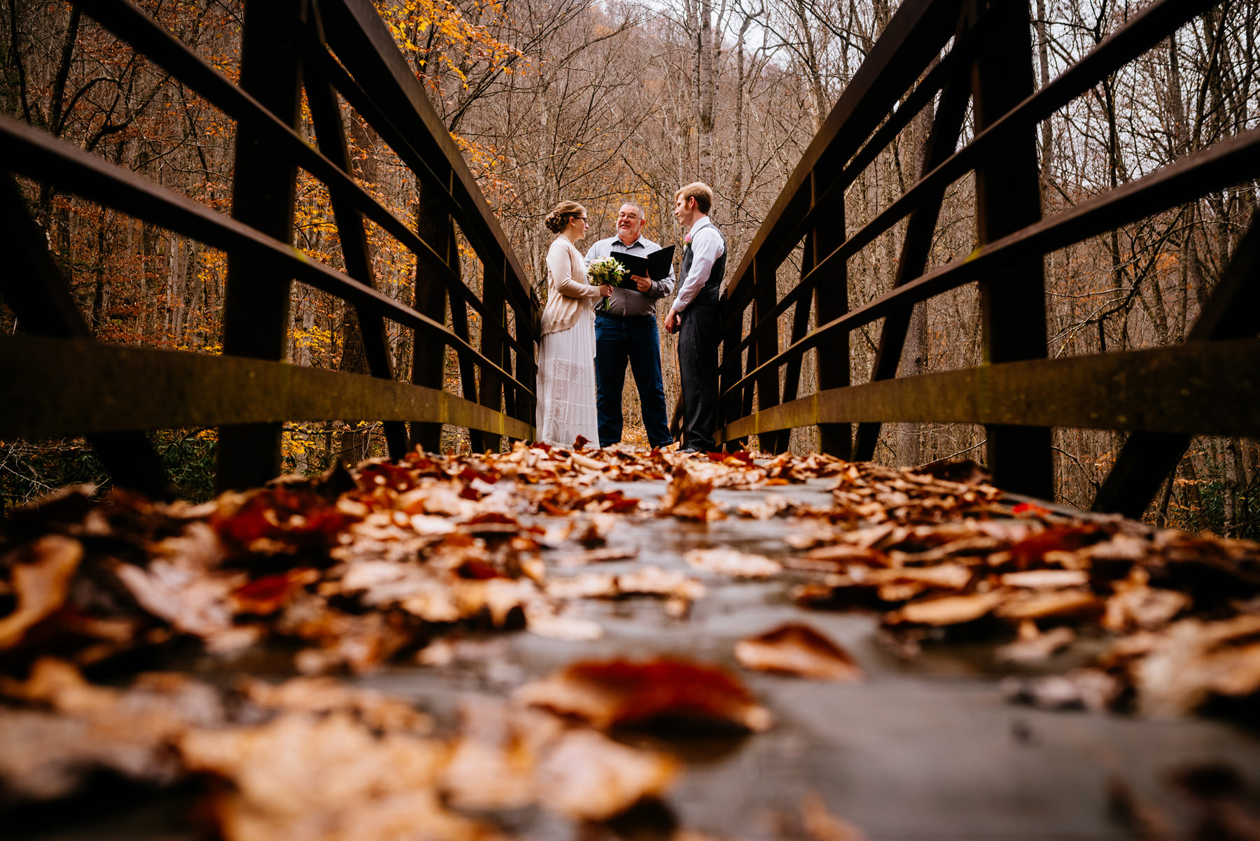 ceremony on bridge glade springs wv hiking elopement