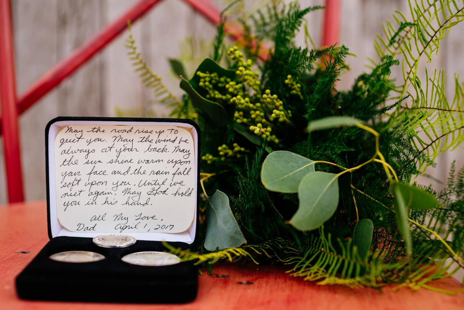 father gift and note to bride daughter wedding details