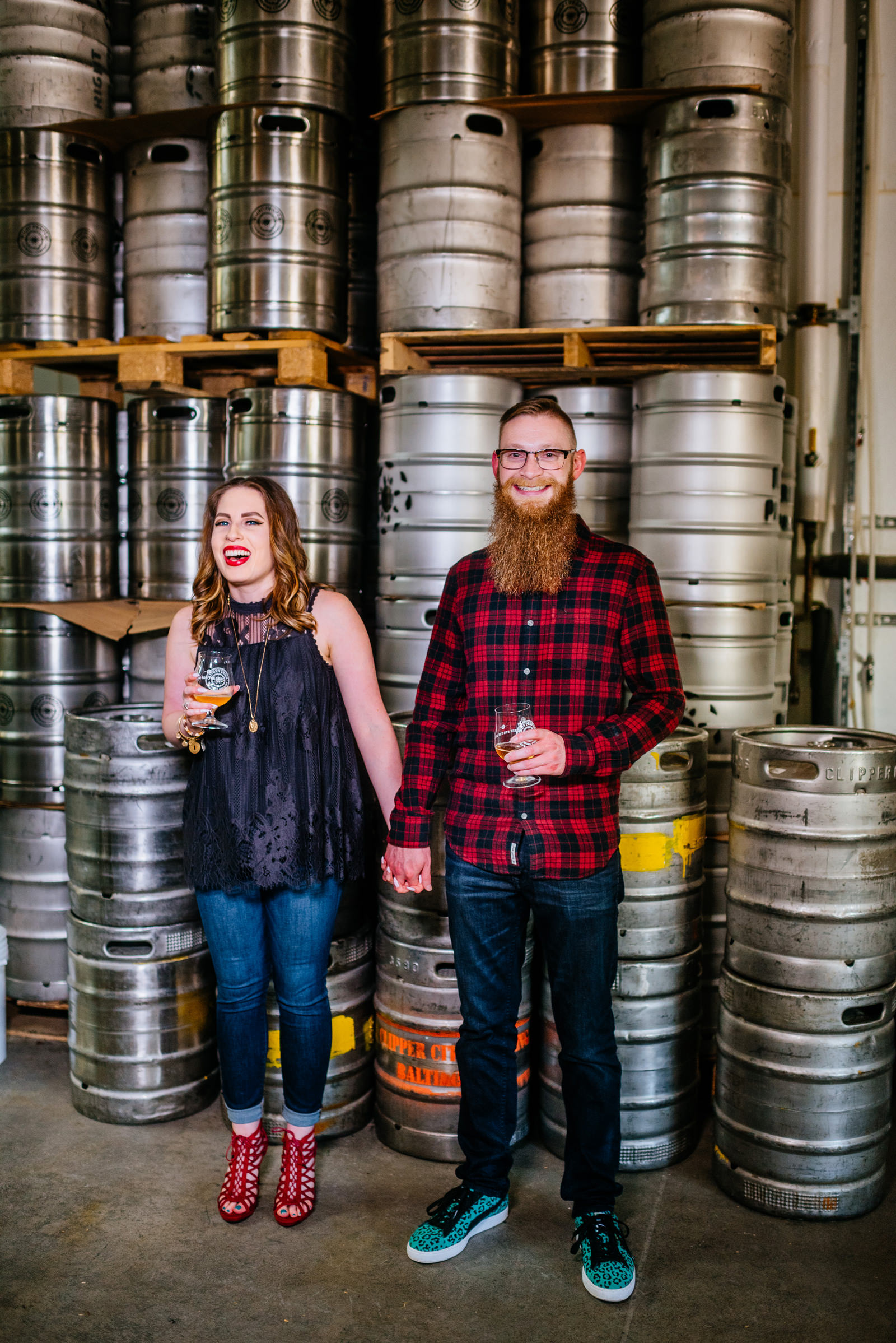 engagement photos in brewery