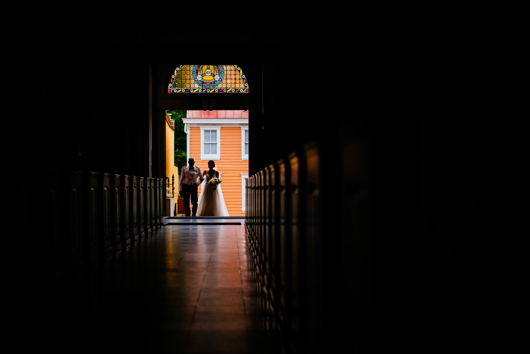 bride entering cathedral