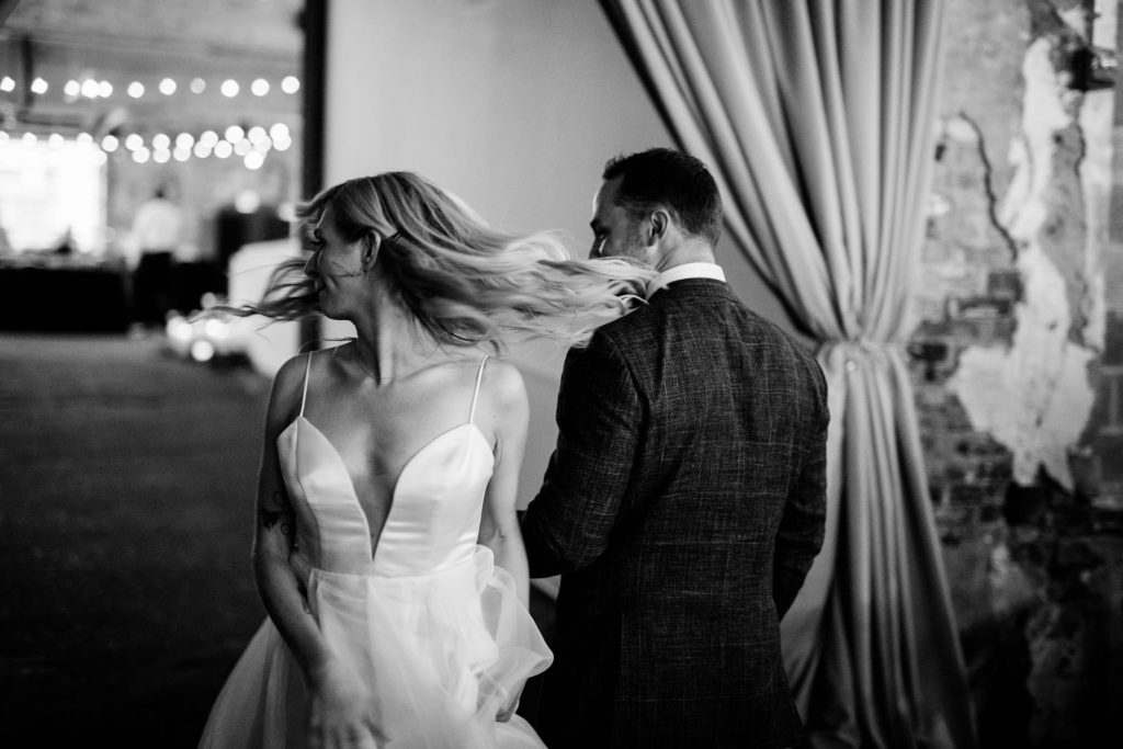 bride whipping hair after long view gallery dc wedding