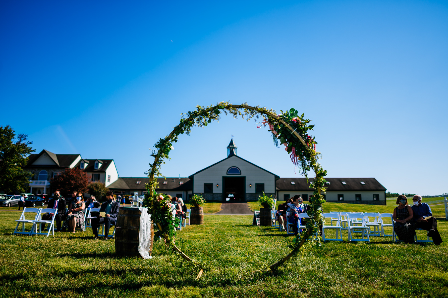 vignon manor farm wedding flower ring arch