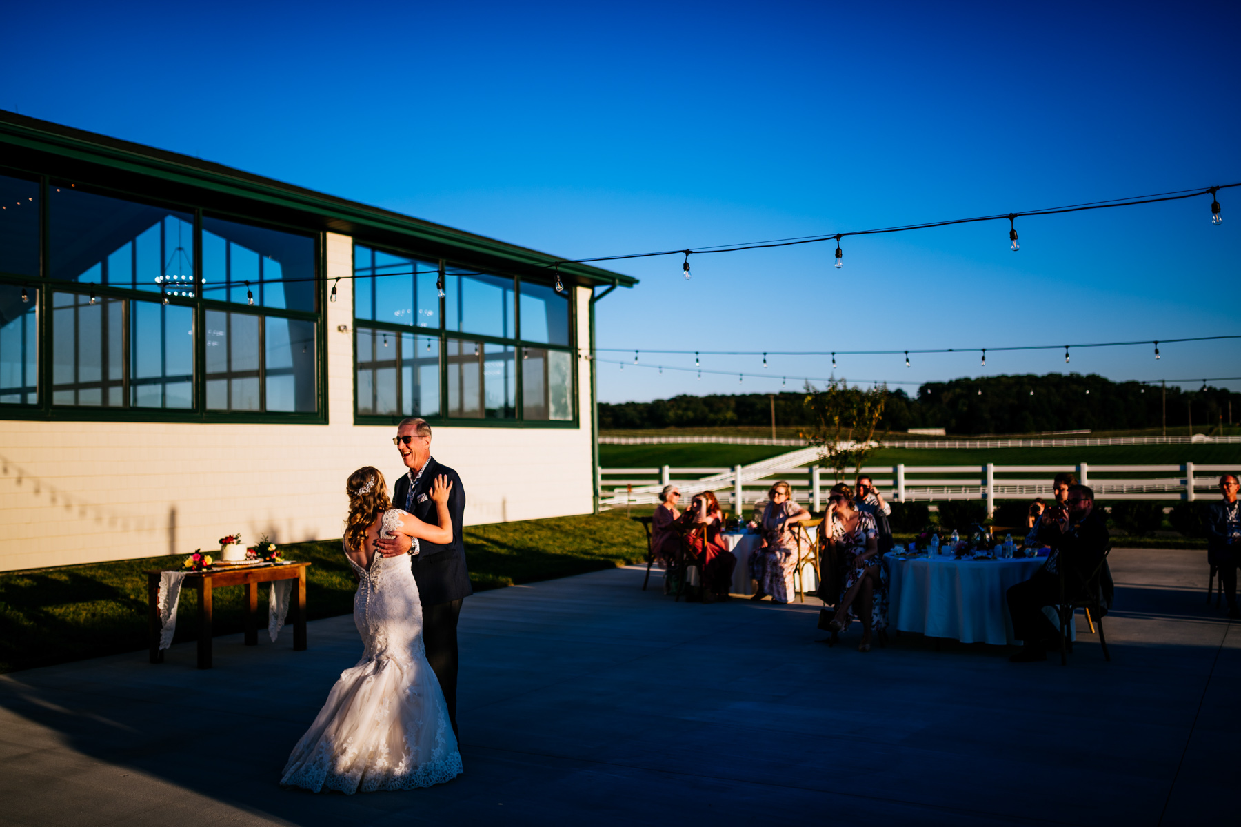 bride dances with father vignon manor farm wedding reception