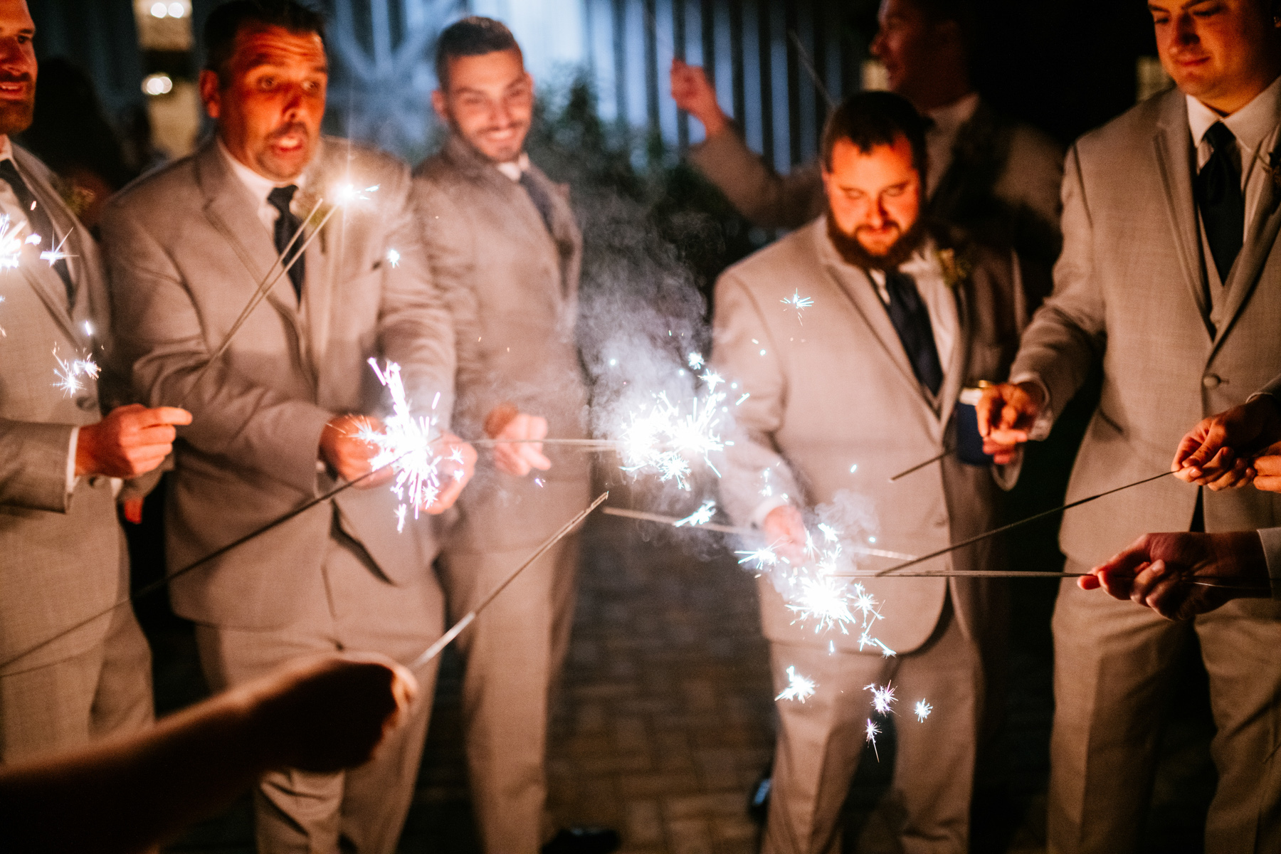 guests lighting sparklers